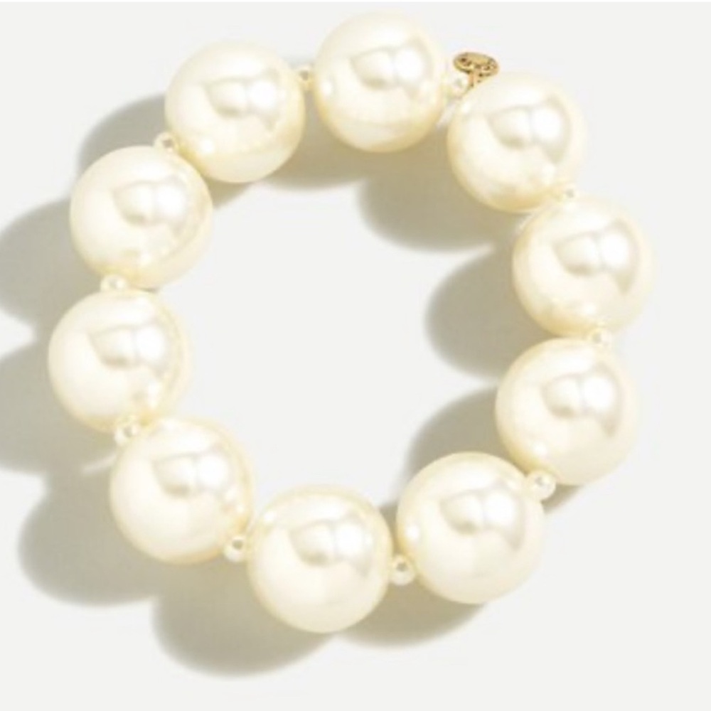 J. Crew RARE NWT classic preppy oversized stretch faux pearl statement bracelet